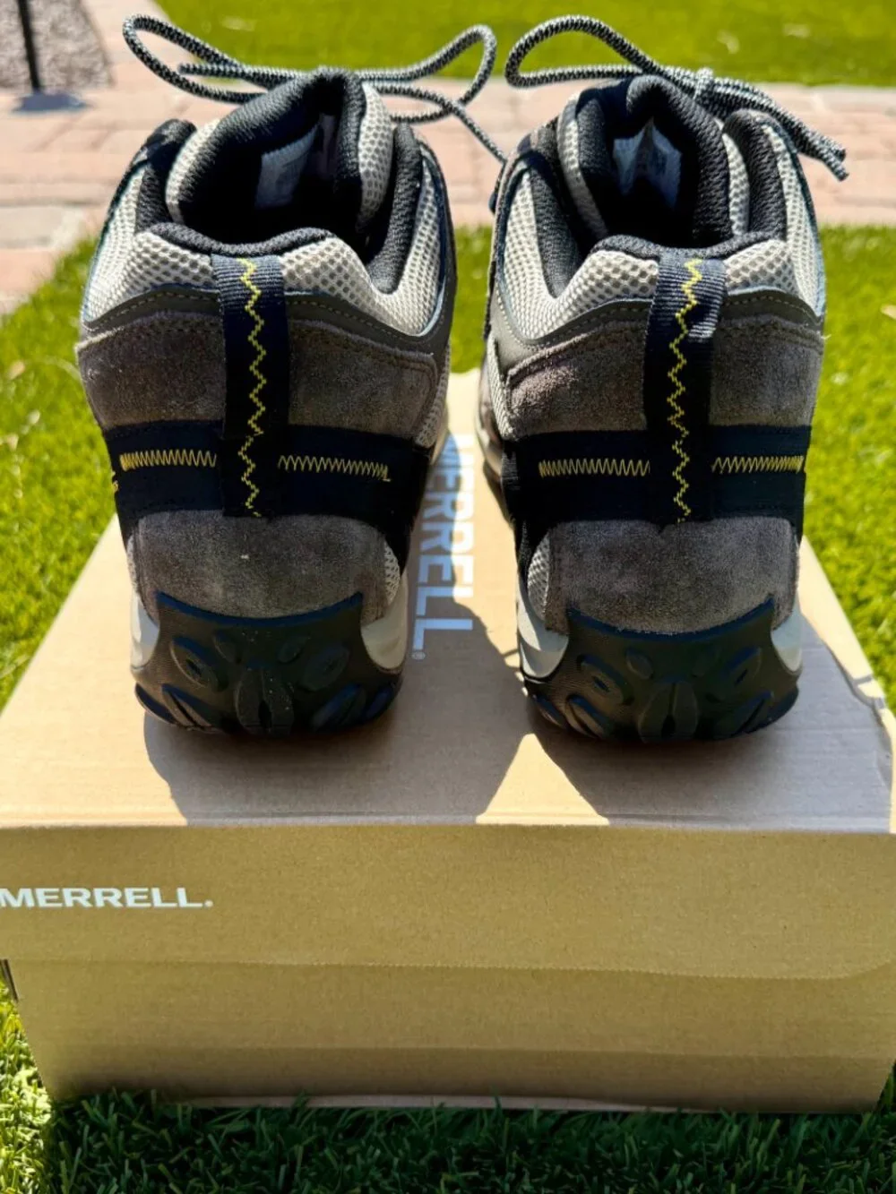 Merrell J037143 Accentor 3 Mid Waterproof Hiking Boots, Boulder/Old Gold, Sz 12